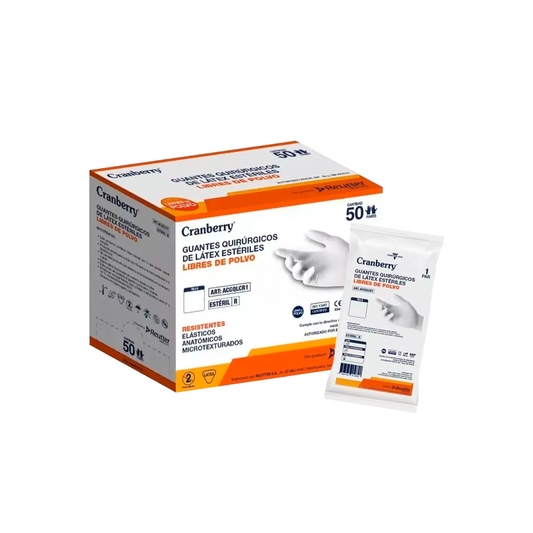 Guante Quirúrgico Estéril Cranberry Látex – Sin Polvo