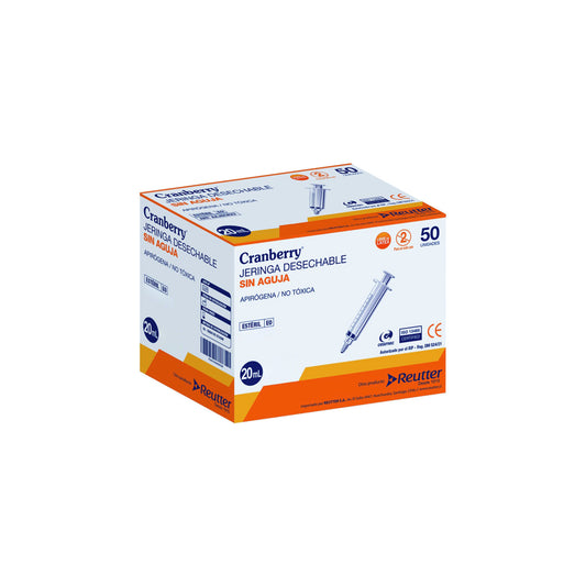 Jeringa Luer Slip Cranberry 20mL - Con Aguja