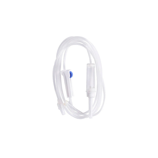 Equipo de administración de soluciones Venotek para infusión intravenosa de líquidos y medicamentos con cámara de goteo estéril, distribuido por Klinetix.