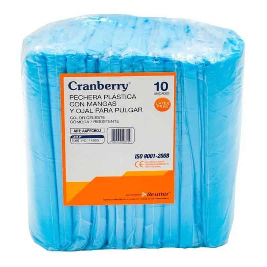 Pechera Plástica de Polietileno con Manga y Ojal en Pulgar Pack de 10 unidades - Cranberry