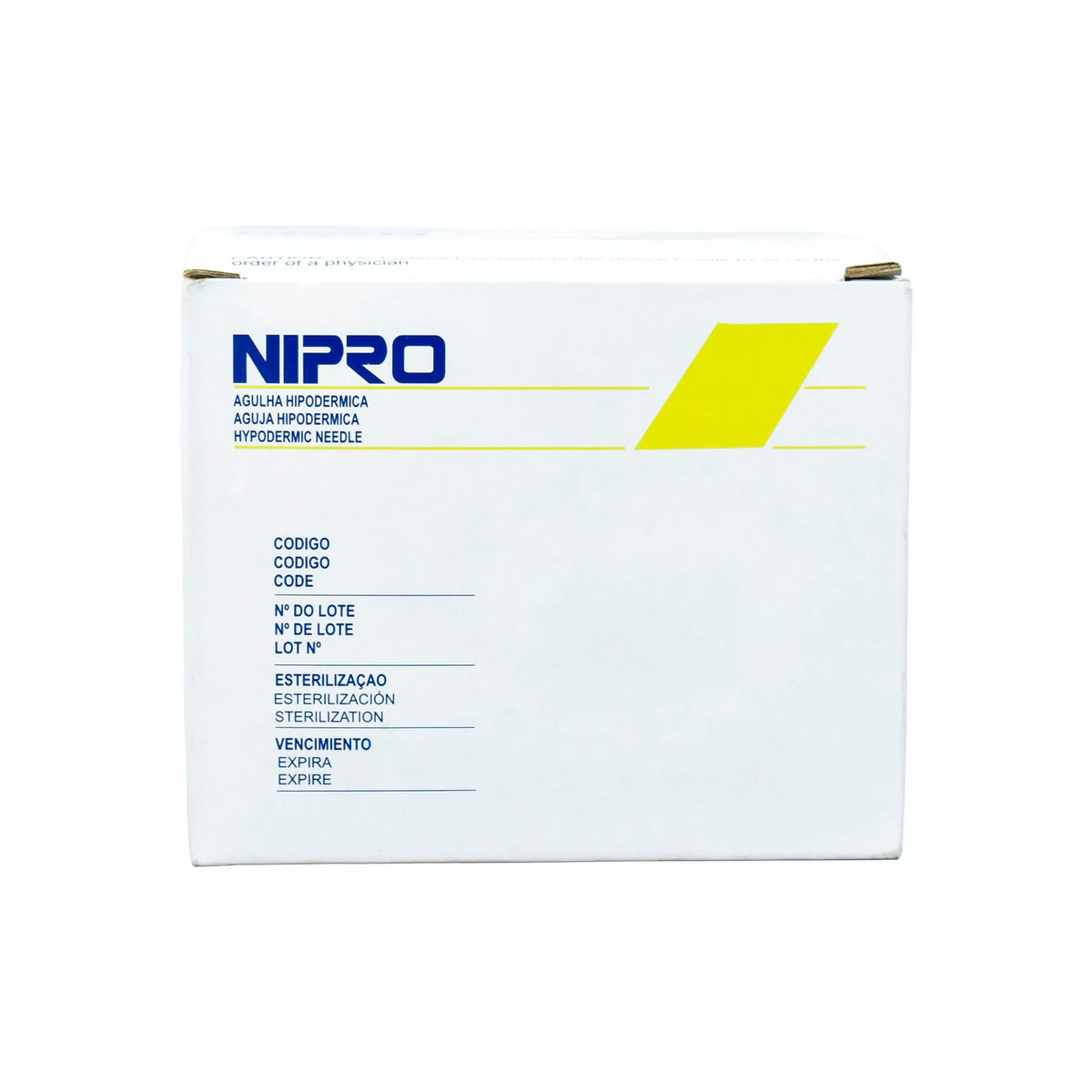 Caja de 100 agujas hipodérmicas Nipro calibre 30G. Empaque con distintivo amarillo. Aguja ultra fina para minimizar el dolor en aplicaciones delicadas. Distribuido por Klinetix.