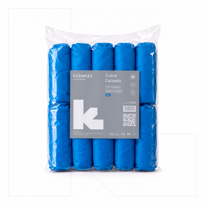 Cubre Calzado Desechable CPE Polietileno Azul | Talla Única | 100 unidades | Klinetix