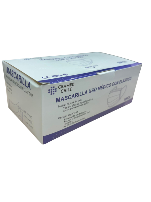 Mascarilla Desechable Uso Médico con Elástico