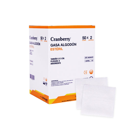 Gasa de Algodón Estéril Tejida 5x5 cm Cranberry