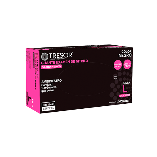 Guante Tresor Nitrilo Negro – Sin Polvo