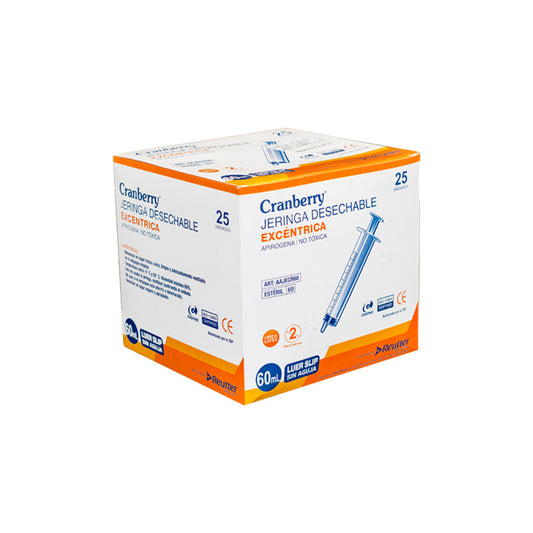Jeringa Desechable Excéntrica Apirógena Luer Slip sin aguja CRANBERRY