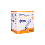 Jeringa Desechable Punta Catéter  Sin Aguja | 60 ml  | Caja 25 uni |  Cranberry