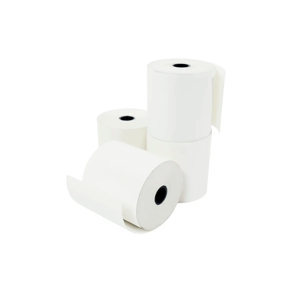 Set de rollos de papel térmico de alta calidad en color blanco puro, con dimensiones estándar de 80 x 80 mm para terminales de punto de venta (POS). La imagen destaca su acabado liso y centro reforzado, diseñados para garantizar una impresión nítida y un deslizamiento fluido en impresoras de boleta electrónica. Insumo esencial para una gestión comercial profesional y eficiente. Distribuido por Klinetix.