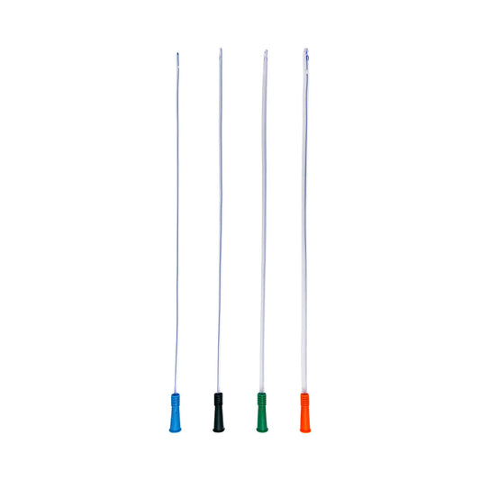 Diferentes calibres de Sondas Nelaton Cranberry con conectores codificados por colores universales para identificación rápida de tamaño. Fabricadas en material flexible de grado médico para una inserción suave y atraumática. Distribuido por Klinetix.