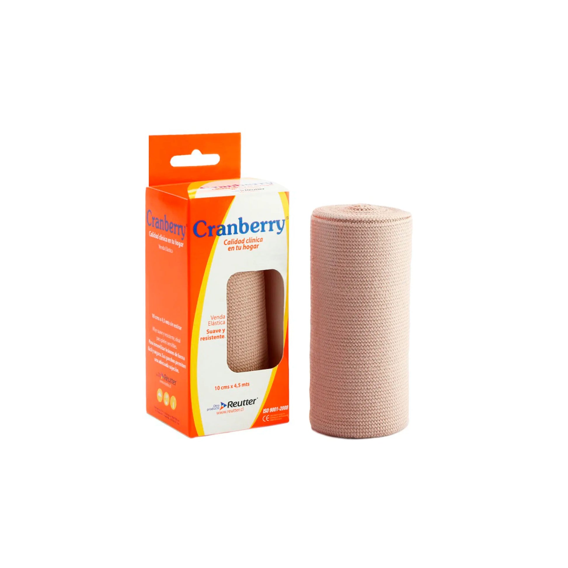 Venda de gasa elasticada Cranberry de 10 cm x 4,5 m para sujeción de apósitos y compresión ligera en curaciones, distribuida por Klinetix.