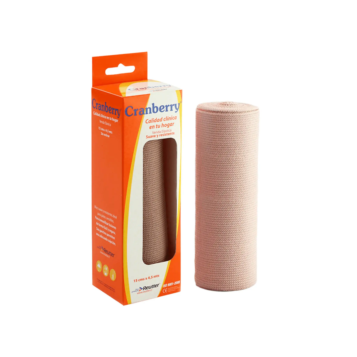 Venda de gasa elasticada Cranberry de 15 cm x 4,5 m para soporte y fijación de vendajes en áreas extensas, distribuida por Klinetix.