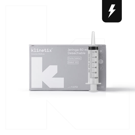 Jeringa 60 mL Punta Catéter Desechable Klinetix