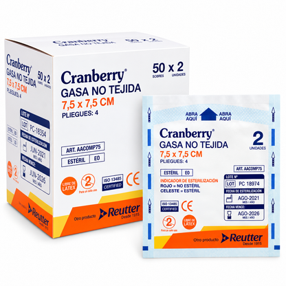 Gasa Estéril No Tejida | Caja 50 × 2 un | Cranberry