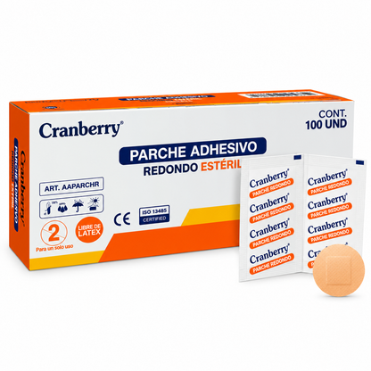 Parche Curita Redondo Vacuna | Caja 100 un | Cranberry